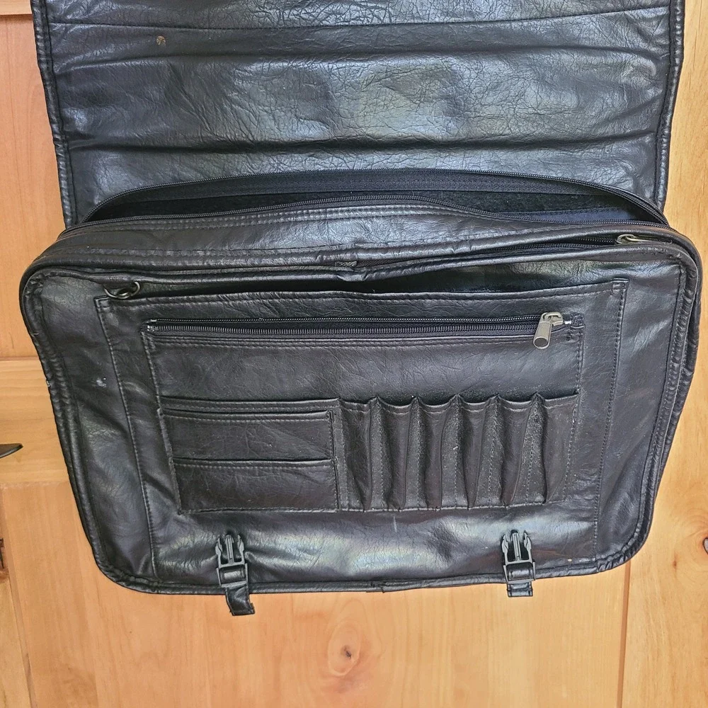 Vintage Black Leather Handmade Laptop Carry Style Messenger Satchel Bag